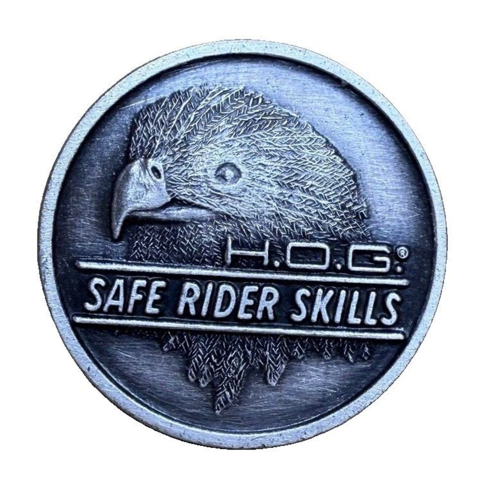Vtg Harley Davidson H.O.G. Safe Rider Skills Eagle Pin Badge Motorcycle 1"